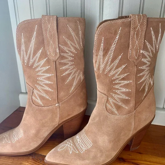 Marc Fisher Starburst Leather Cowboy Boots Cowgirl Boots Western Southwestern - Picture 3 of 10